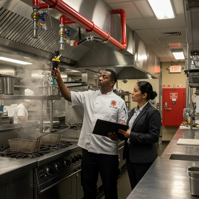 Segurança contra incêndio em cozinha profissional